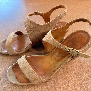 Chie Mihara Tan Suede Ankle Strap Sandal Heels Size 38 Made in Spain